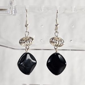 Elegant Black and Silver Dangle Earrings